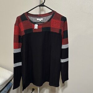 Maurices Red and Black Checkered Top